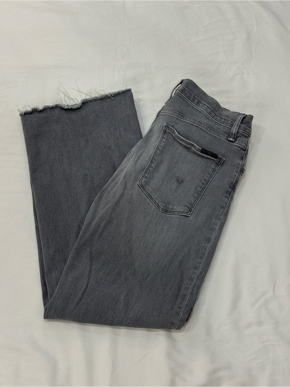 Hudson Women's Gray Wide Leg Jeans with Raw Hem - Rosalie